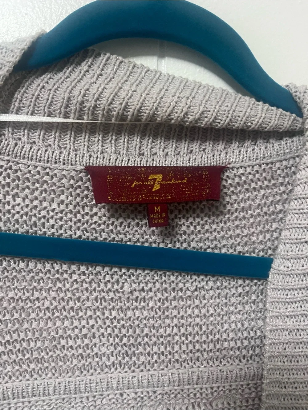 7 For All Mankind Light Gray Open-Front Knit Cardigan